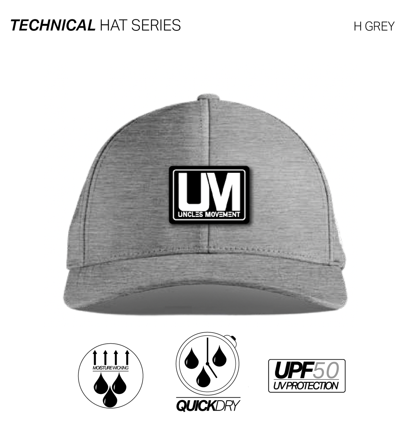 UM TWO STORY BRANDED BILLS CURVE BILL TECH HAT H GREY