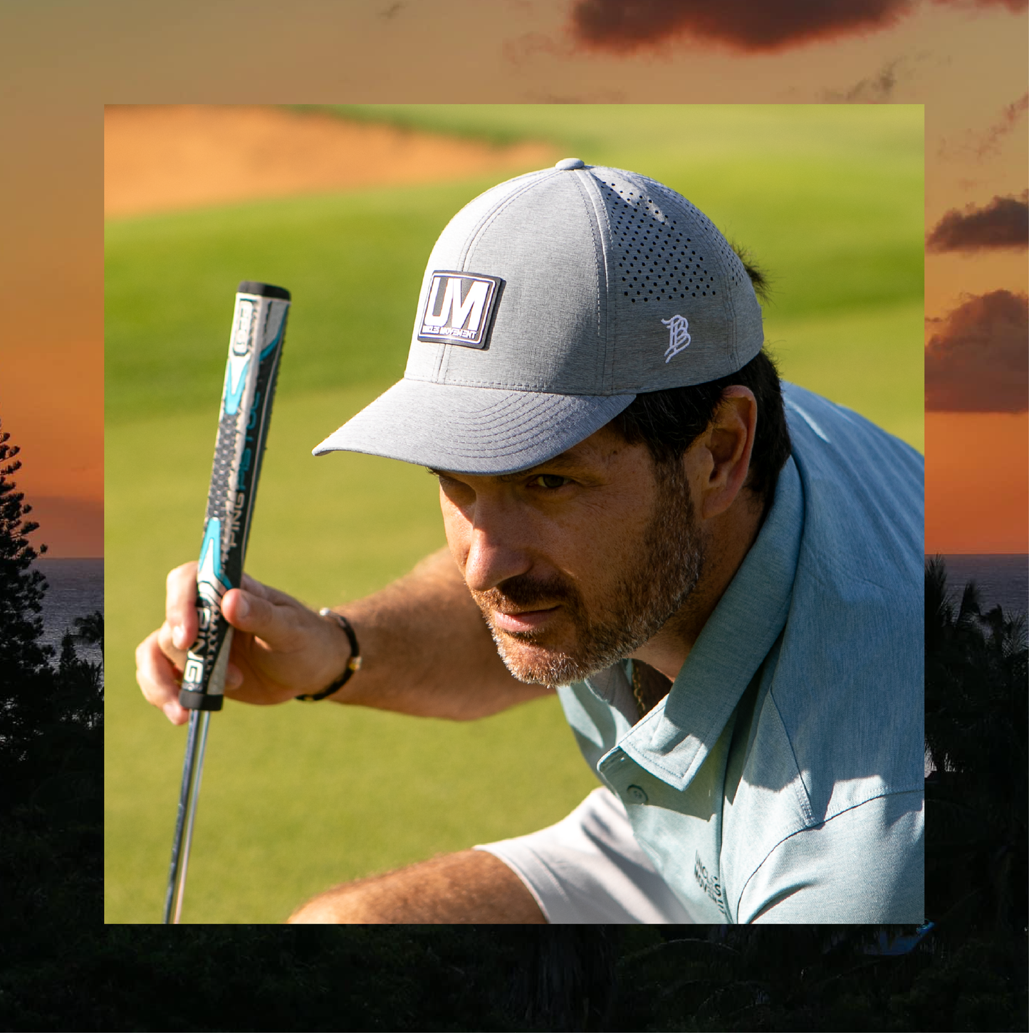 UM TWO STORY BRANDED BILLS CURVE BILL TECH HAT H GREY