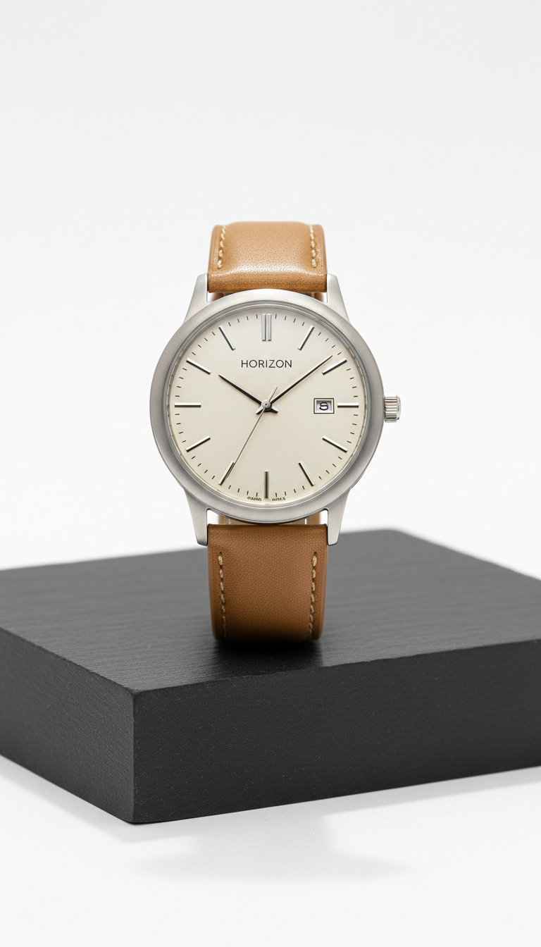 Soft camel Aurora leather watch