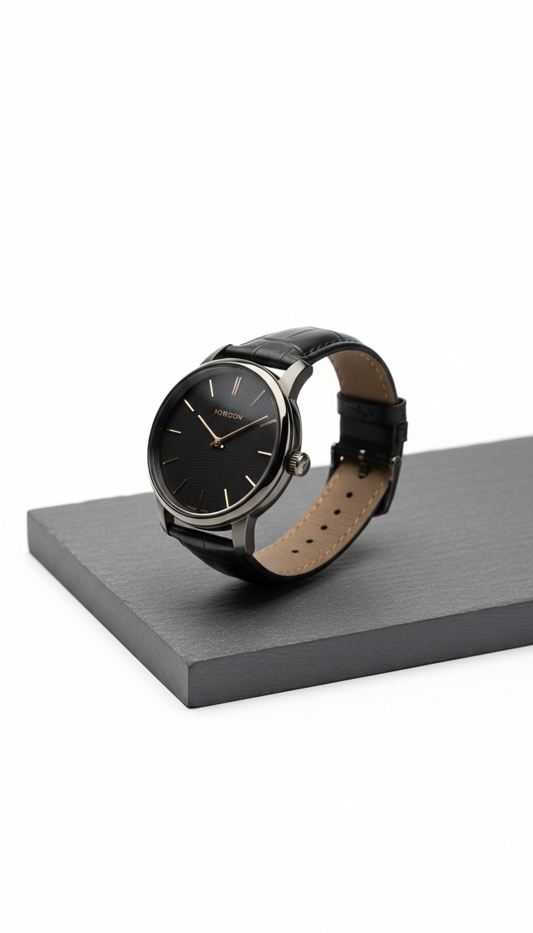 Black dial leather Eclipse watch