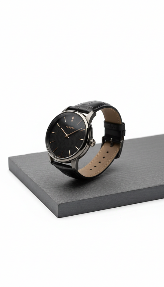 Black dial leather Eclipse watch