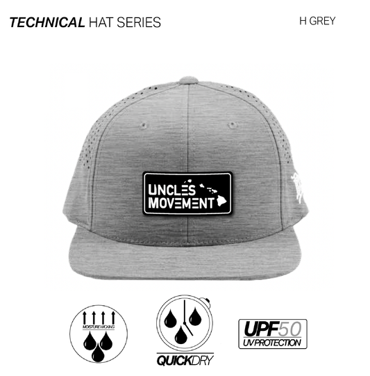 UM STACKED ISLANDS BRANDED BILLS FLAT BILL TECH HAT H GREY