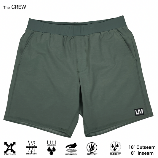 CREW TECHNICAL PERFORMANCE SHORT OLIVE 18"
